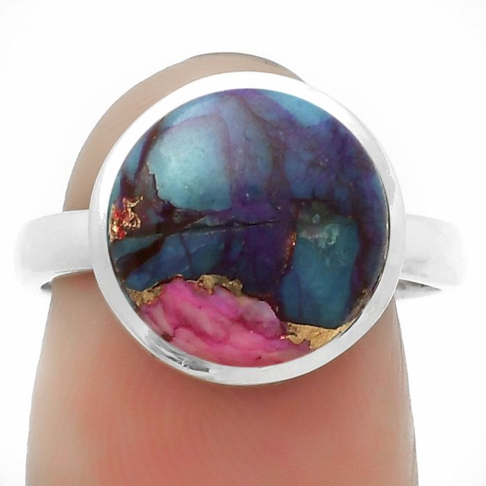 Kingman Pink Dahlia Turquoise Ring size-7.5 SDR169558 R-1004, 11x11 mm