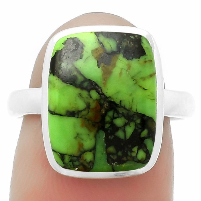 Natural Green Matrix Turquoise Ring size-8 SDR169560 R-1004, 11x14 mm