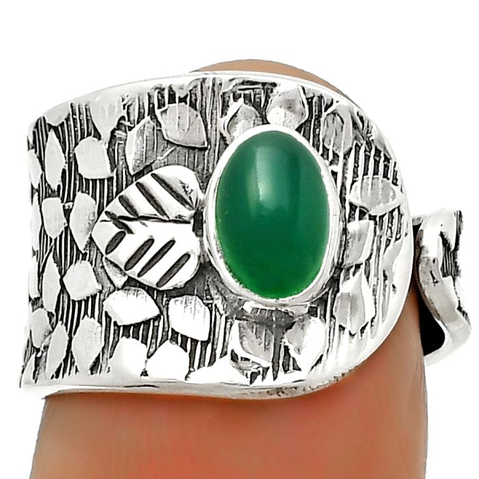 Adjustable - Natural Green Onyx Ring size-6 SDR169882 R-1319, 5x7 mm
