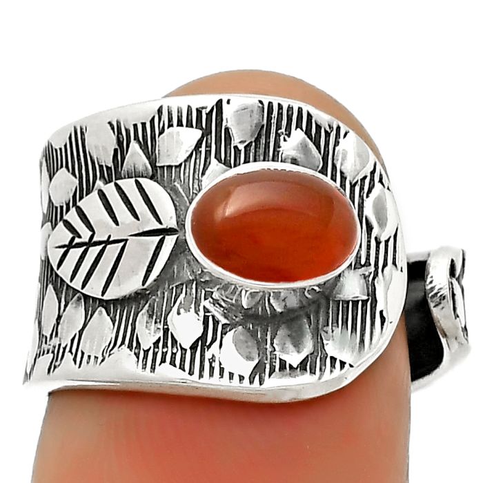 Adjustable - Natural Carnelian Ring size-6.5 SDR169888 R-1319, 5x7 mm