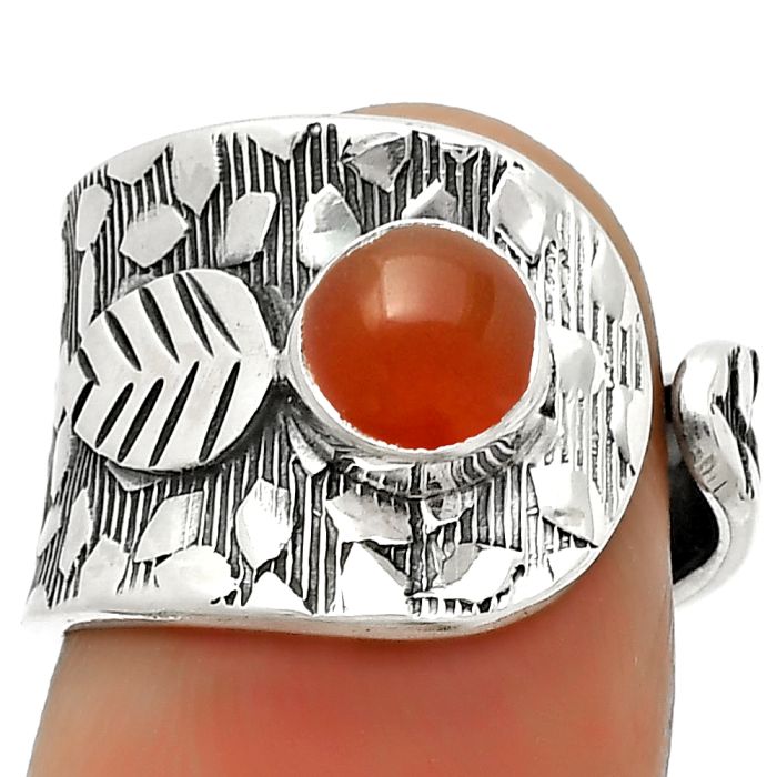 Adjustable - Natural Carnelian Ring size-6.5 SDR169899 R-1319, 6x6 mm