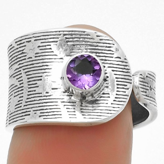 Adjustable - Natural Amethyst - Brazil Ring size-8 SDR169986 R-1319, 5x5 mm