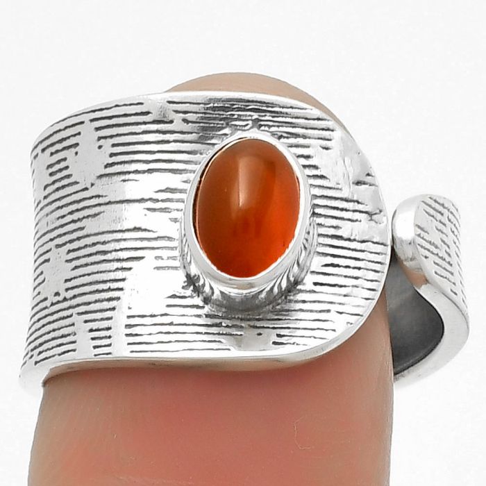 Adjustable - Natural Carnelian Ring size-8 SDR169998 R-1319, 5x7 mm