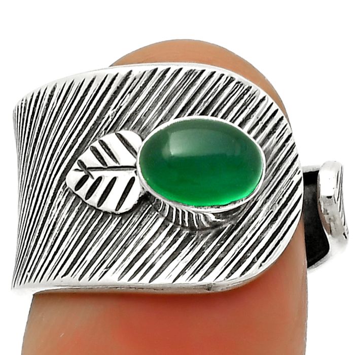 Adjustable - Natural Green Onyx Ring size-8 SDR170085 R-1319, 5x7 mm