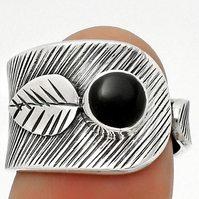 Adjustable - Black Onyx - Brazil Ring size-8 SDR170087 R-1319, 6x6 mm