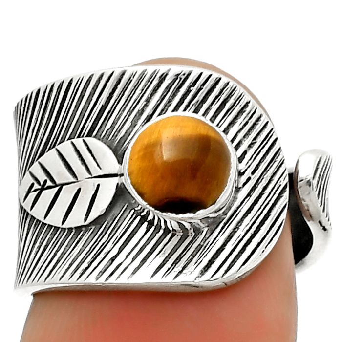 Adjustable - Tiger Eye - Africa Ring size-7.5 SDR170090 R-1319, 6x6 mm