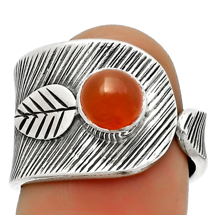 Adjustable - Natural Carnelian Ring size-6.5 SDR170095 R-1319, 6x6 mm