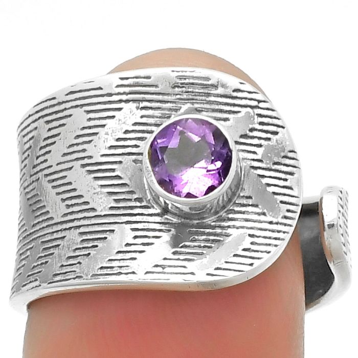 Adjustable - Natural Amethyst - Brazil Ring size-8 SDR170110 R-1319, 5x5 mm