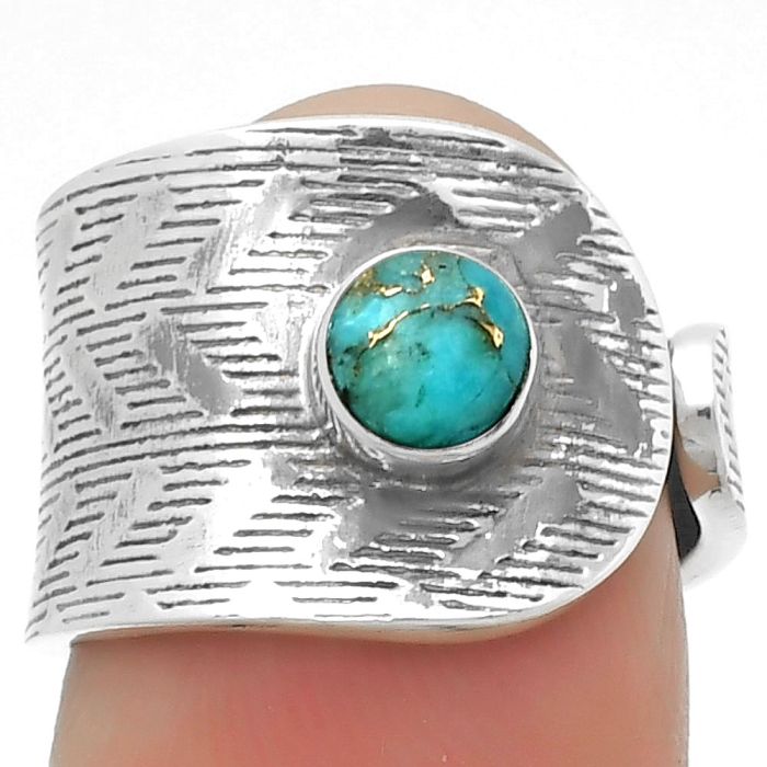 Adjustable - Copper Blue Turquoise Ring size-6 SDR170111 R-1319, 5x5 mm