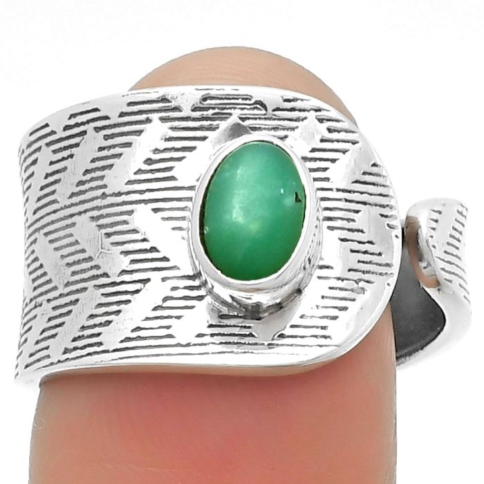 Adjustable - Chrysoprase - Australia Ring size-8.5 SDR170112 R-1319, 5x7 mm