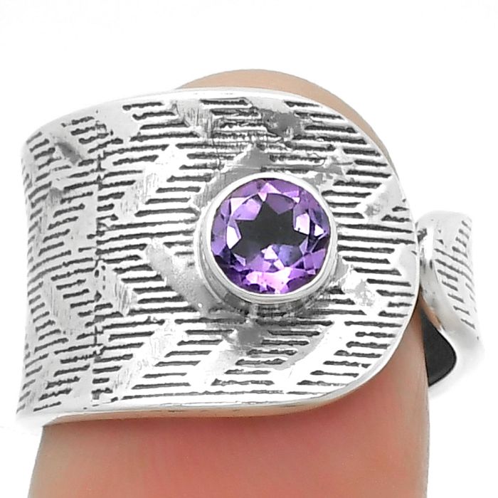 Adjustable - Natural Amethyst - Brazil Ring size-7 SDR170114 R-1319, 5x5 mm