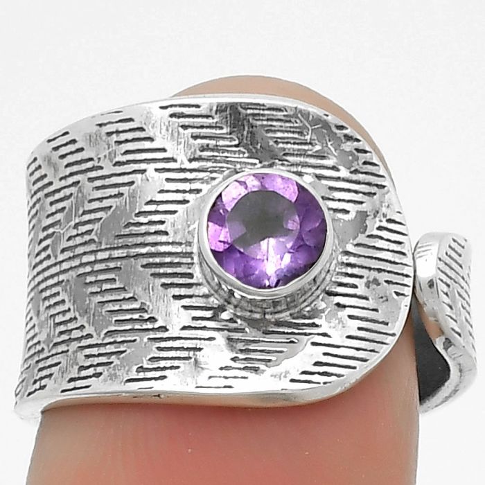 Adjustable - Natural Amethyst - Brazil Ring size-7 SDR170124 R-1319, 5x5 mm