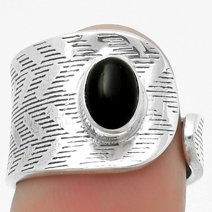 Adjustable - Black Onyx - Brazil Ring size-6 SDR170137 R-1319, 5x7 mm