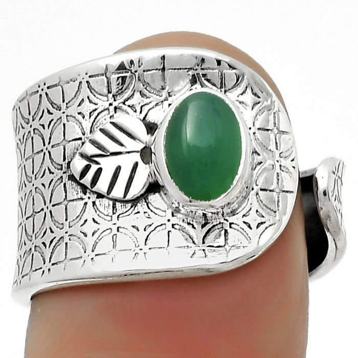 Adjustable - Natural Green Onyx Ring size-7 SDR170258 R-1319, 5x7 mm