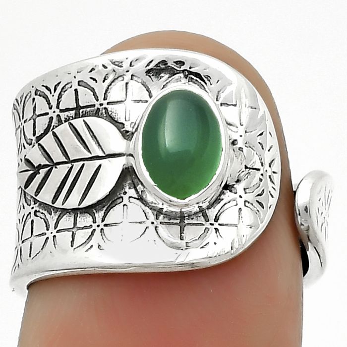 Adjustable - Natural Green Onyx Ring size-8 SDR170264 R-1319, 5x7 mm