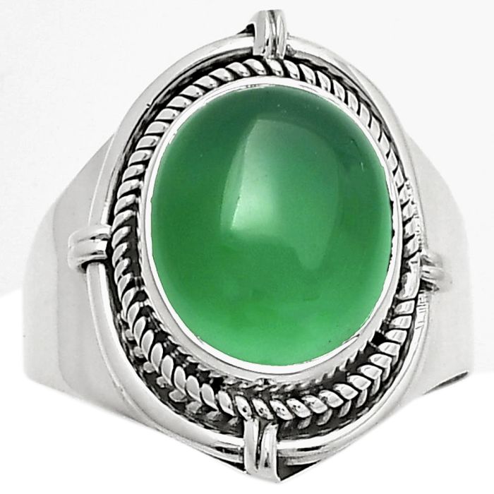 Natural Green Onyx Ring size-7 SDR170424 R-1539, 10x12 mm