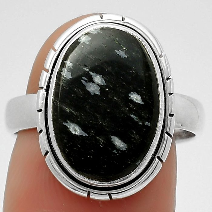 Natural Snow Flake Obsidian Ring size-8 SDR170517 R-1011, 10x15 mm