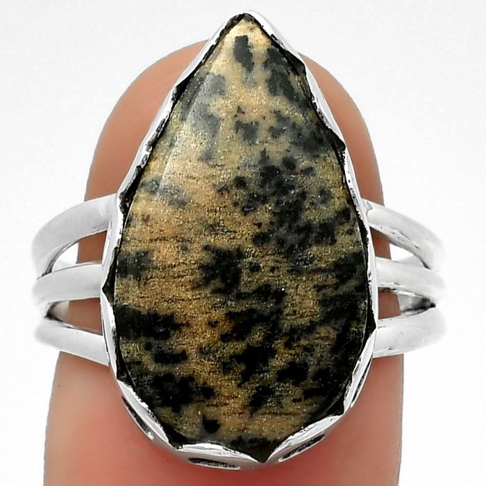 Natural Russian Honey Dendrite Opal Ring size-8 SDR170635 R-1428, 12x20 mm