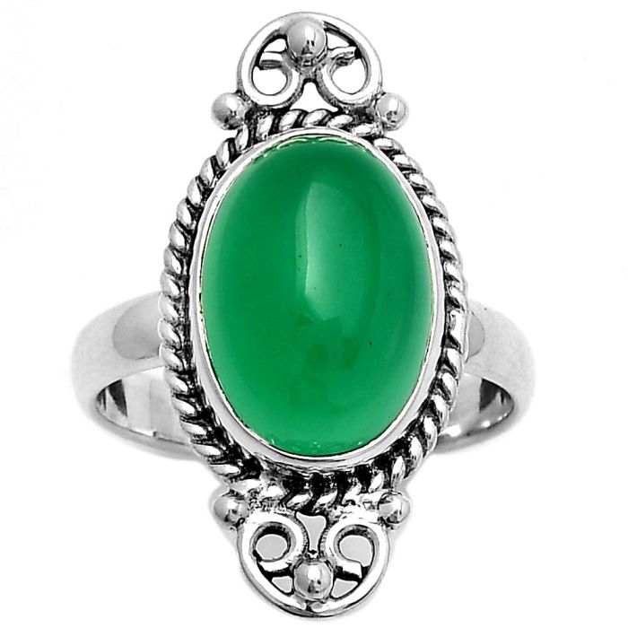 Natural Green Onyx Ring size-8 SDR170637 R-1500, 10x14 mm