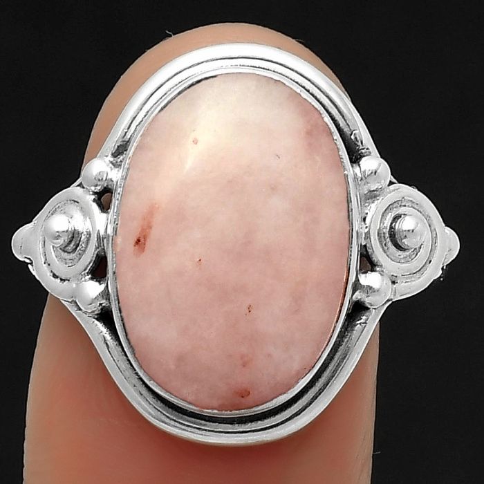 Natural Pink Scolecite Ring size-7 SDR170656 R-1315, 11x16 mm