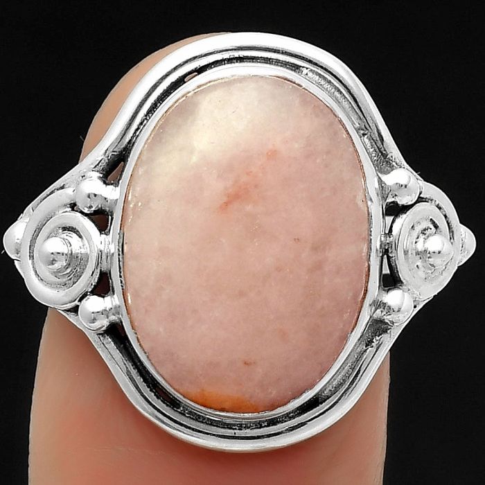 Natural Pink Scolecite Ring size-7.5 SDR170657 R-1315, 12x16 mm