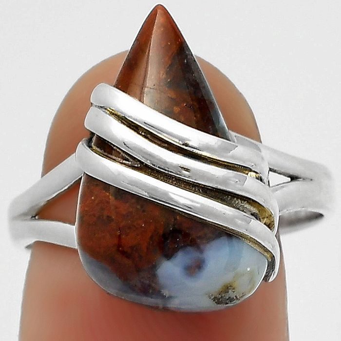 Natural Red Moss Agate Ring size-9 SDR170703 R-1444, 12x19 mm