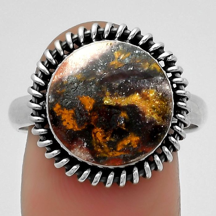 Natural Indian Blanket Jasper Ring size-9 SDR170705 R-1279, 13x13 mm