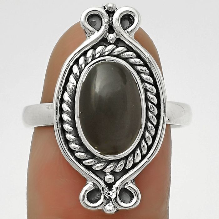 Natural Gray Moonstone Ring size-8.5 SDR170734 R-1108, 7x11 mm