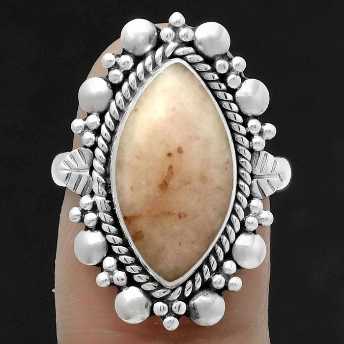 Natural Pink Scolecite Ring size-7 SDR170863 R-1399, 9x17 mm