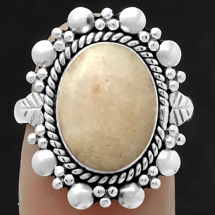 Natural Pink Scolecite Ring size-7.5 SDR170864 R-1399, 10x13 mm