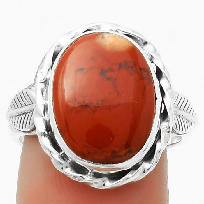 Natural Red Moss Agate Ring size-8 SDR170932 R-1083, 11x15 mm