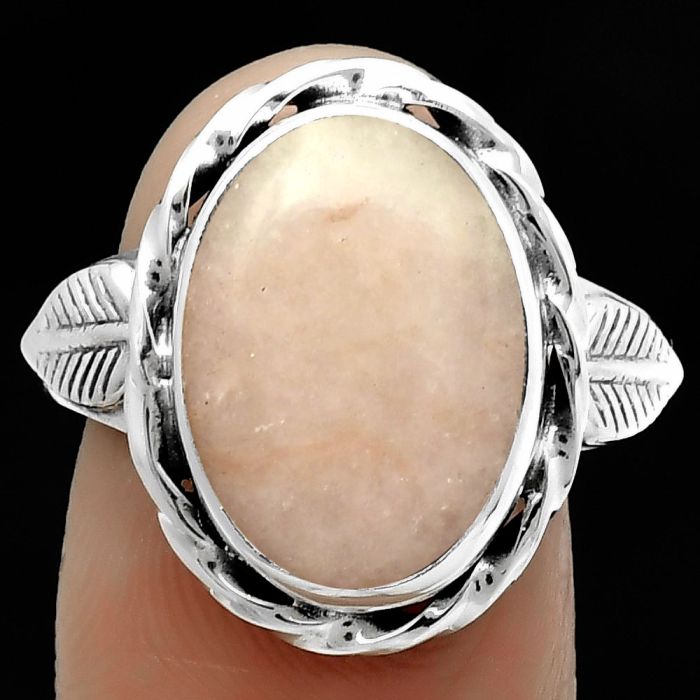 Natural Pink Scolecite Ring size-8 SDR170978 R-1083, 11x15 mm