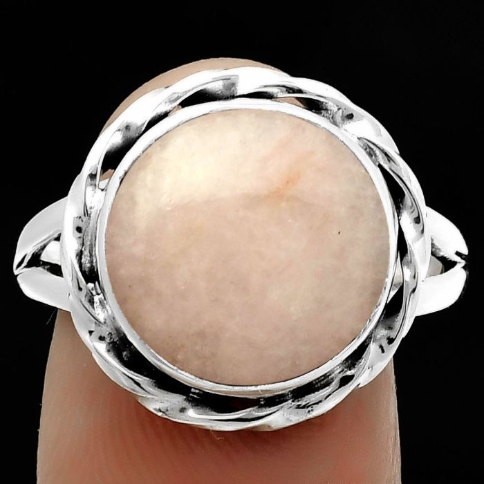 Natural Pink Scolecite Ring size-9 SDR170980 R-1083, 13x13 mm