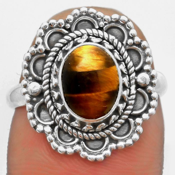 Natural Tiger Eye - Africa Ring size-7 SDR171028 R-1256, 7x9 mm