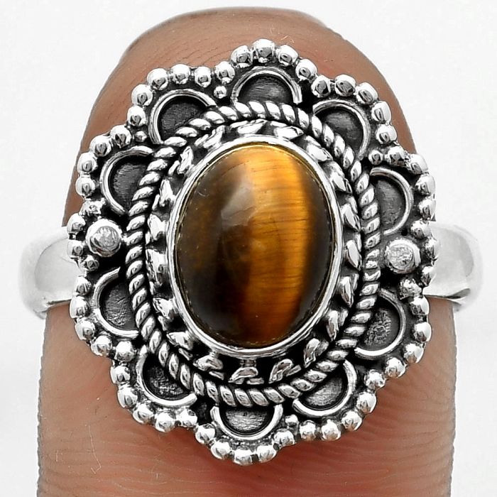 Natural Tiger Eye - Africa Ring size-9 SDR171066 R-1256, 7x9 mm