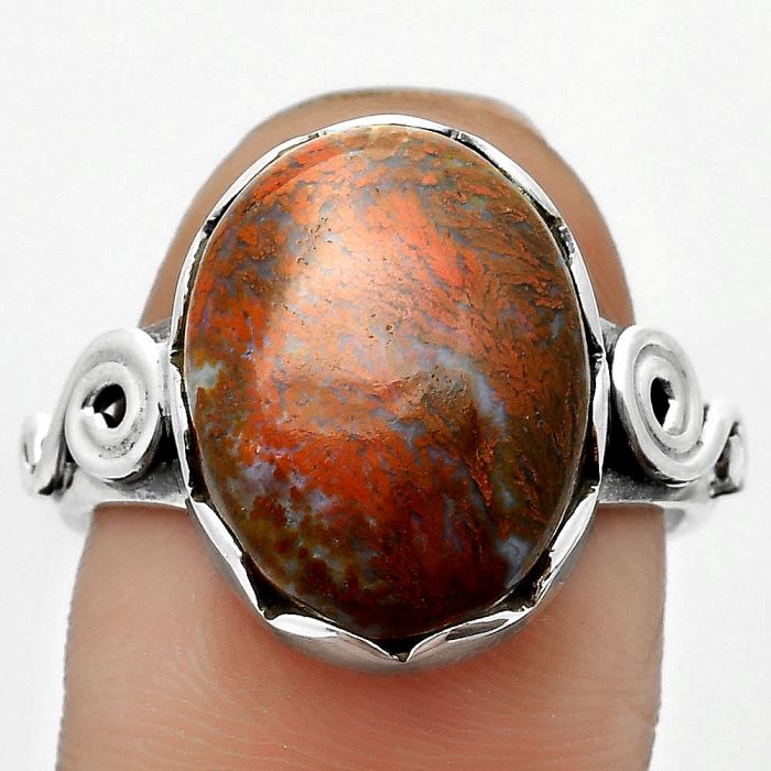 Natural Red Moss Agate Ring size-9 SDR171092 R-1315, 13x17 mm