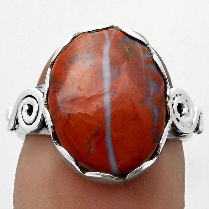 Natural Red Moss Agate Ring size-7.5 SDR171105 R-1315, 13x16 mm