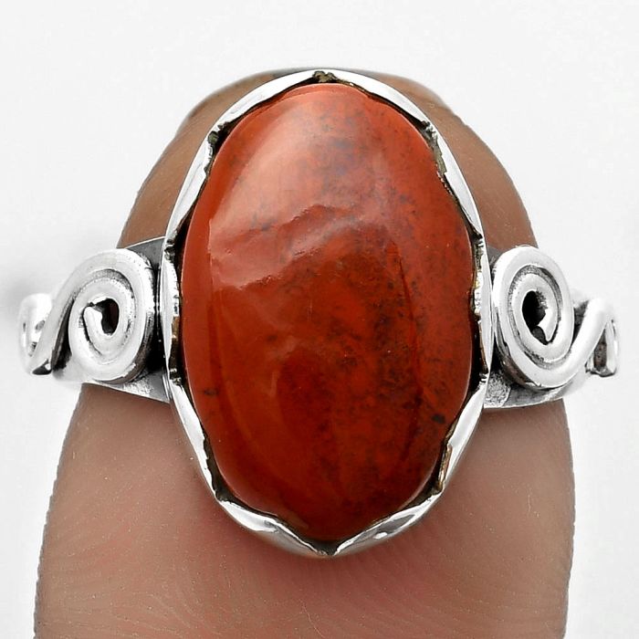 Natural Red Moss Agate Ring size-7 SDR171110 R-1315, 11x16 mm