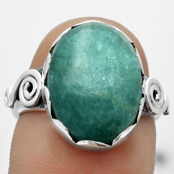 Natural Paraiba Amazonite Ring size-7 SDR171121 R-1315, 12x16 mm