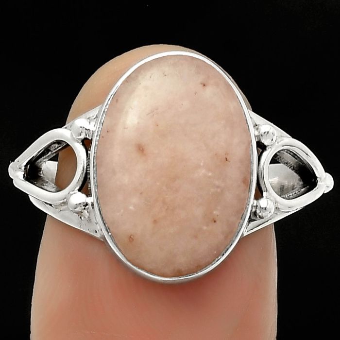 Natural Pink Scolecite Ring size-8 SDR171160 R-1224, 11x15 mm