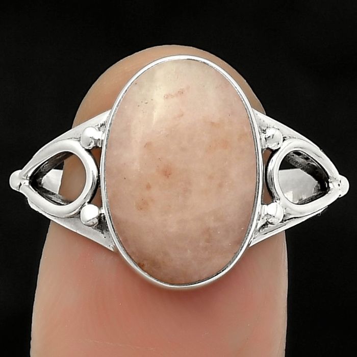 Natural Pink Scolecite Ring size-9 SDR171161 R-1224, 10x15 mm