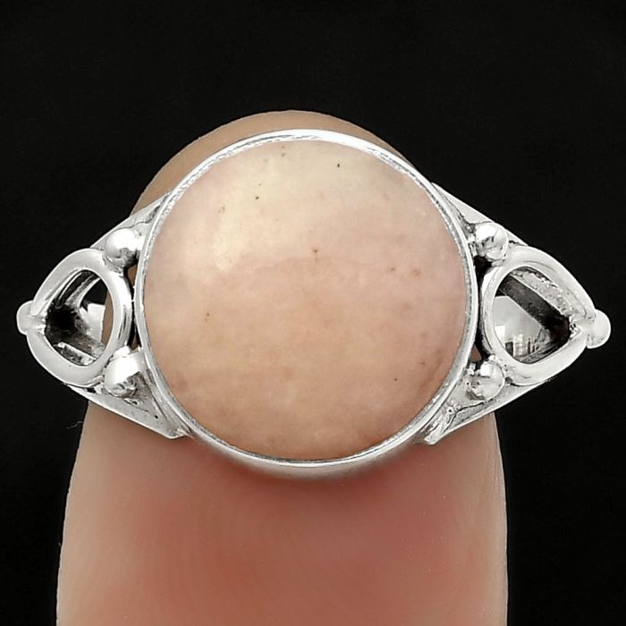 Natural Pink Scolecite Ring size-7.5 SDR171164 R-1224, 12x12 mm