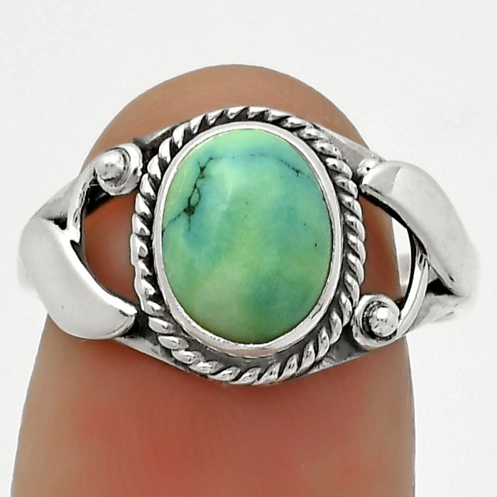 Natural Turquoise Magnesite Ring size-7 SDR171171 R-1405, 7x9 mm