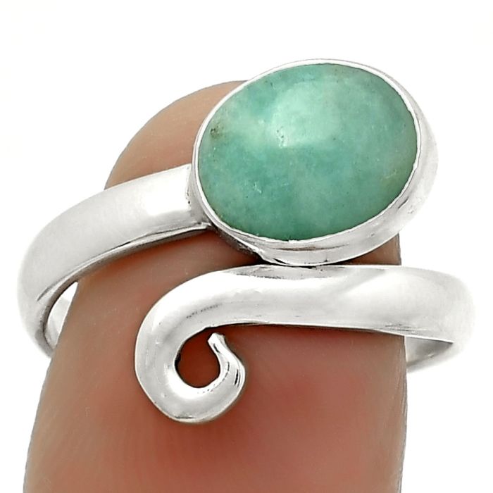 Natural Paraiba Amazonite Ring size-8.5 SDR171239 R-1558, 8x10 mm