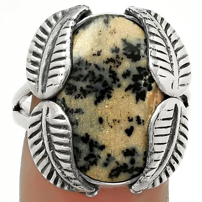 Southwest Design Russian Honey Dendrite Opal Ring size-8.5 SDR171291 R-1498, 12x19 mm