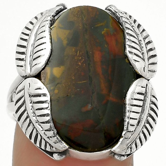 Southwest Design - Blood Stone - India Ring size-9 SDR171309 R-1498, 14x21 mm