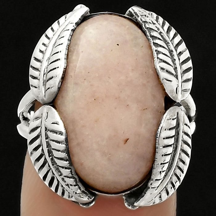 Southwest Design - Pink Scolecite Ring size-7.5 SDR171315 R-1498, 12x19 mm