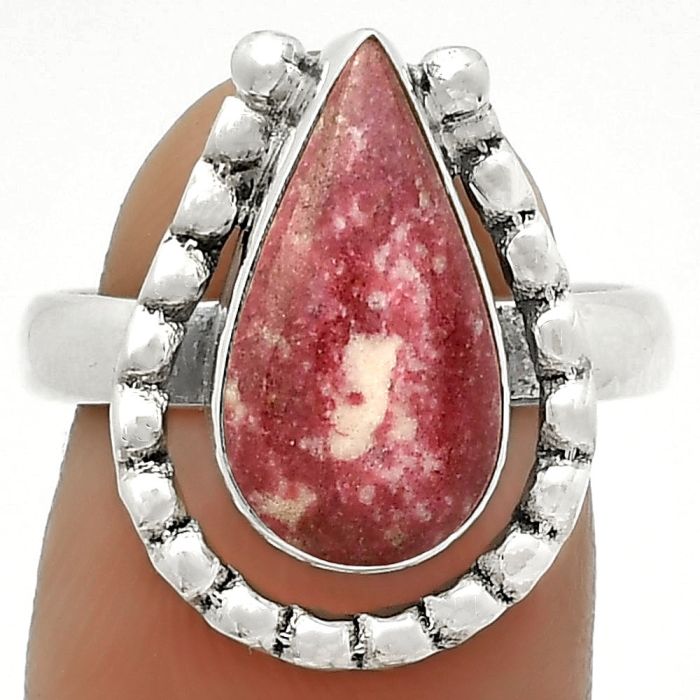 Natural Pink Thulite - Norway Ring size-7.5 SDR171316 R-1518, 8x15 mm