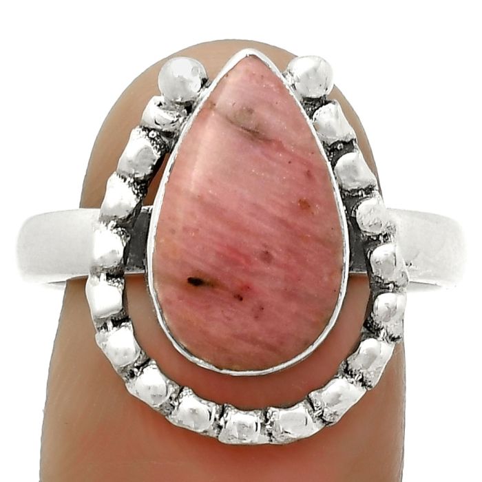 Natural Pink Tulip Quartz Ring size-8 SDR171354 R-1518, 9x14 mm