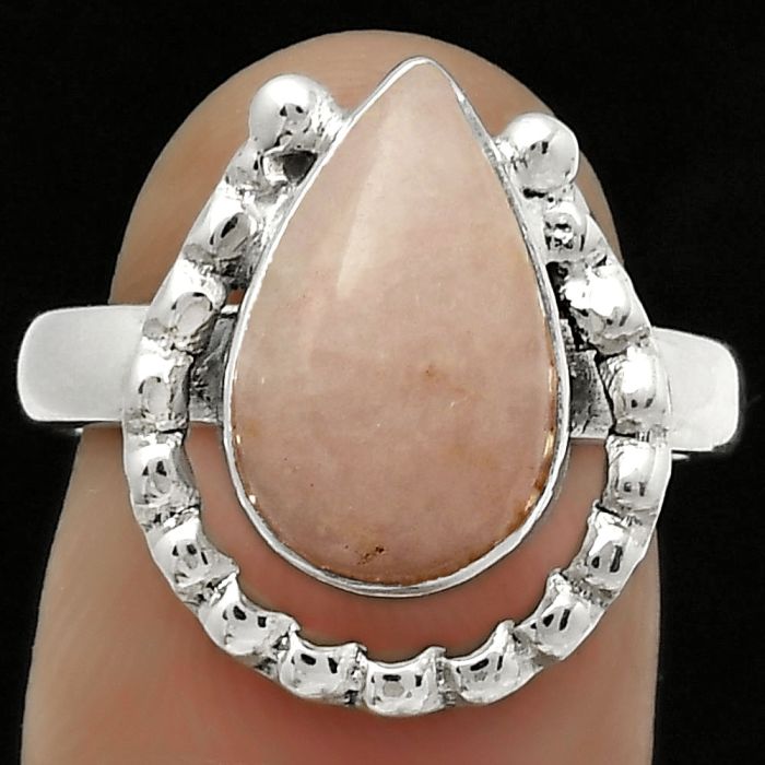 Natural Pink Scolecite Ring size-7.5 SDR171359 R-1518, 9x14 mm